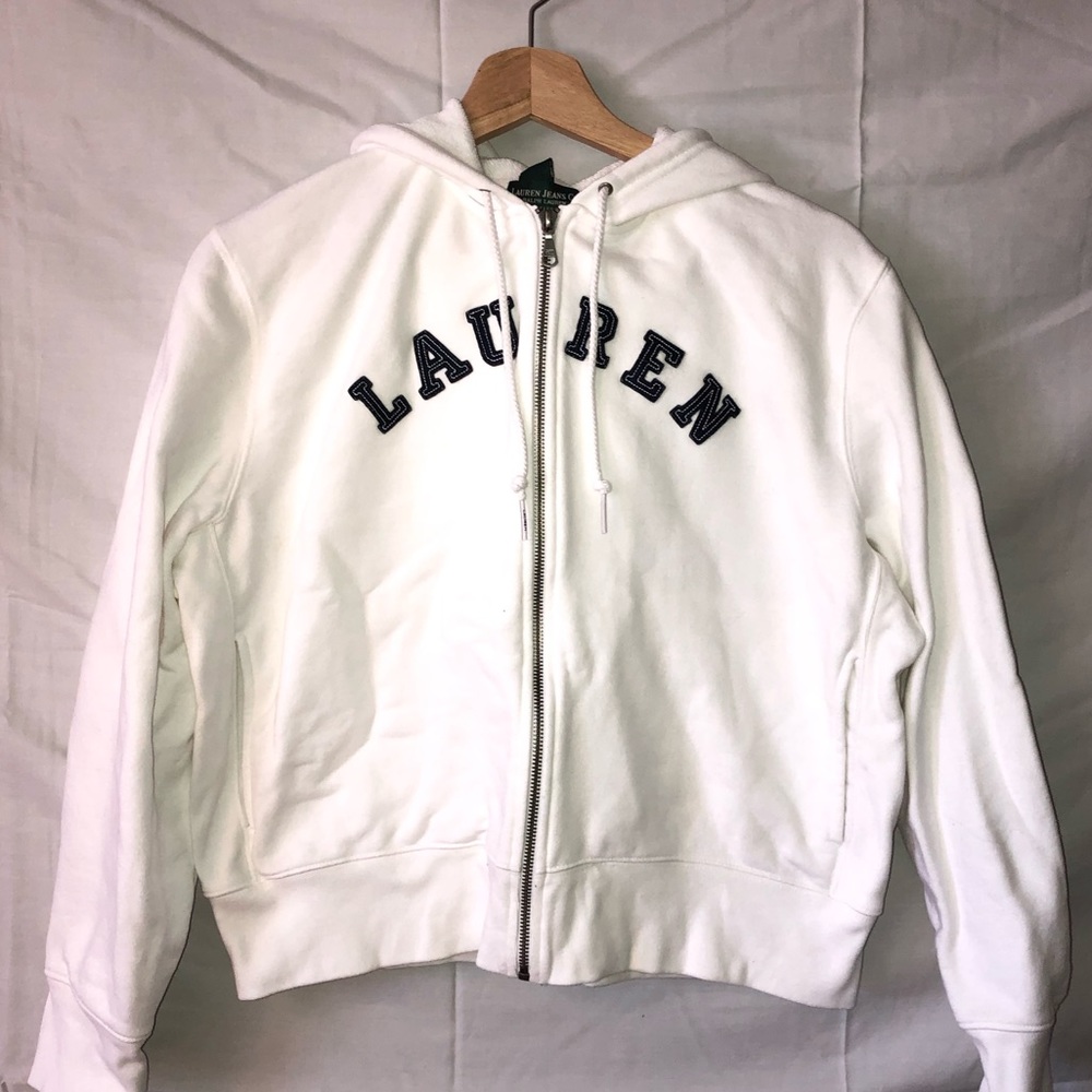 Ralph Lauren White Zip-Down Hoodie